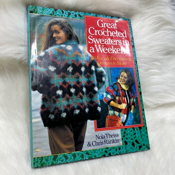 Vintage 90s Great Crocheted Sweaters in a Weekend Hardcover Book - Picture 1 of 7